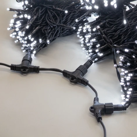 Комплект 3 белых нити по 20м, 600 LED, провод черный каучук 2,3мм, IP54 Laitcom ECO600-11-1W