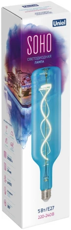 Лампочка светодиодная Uniel LED-SF21-5W/SOHO/E27/CW BLUE GLS77BL