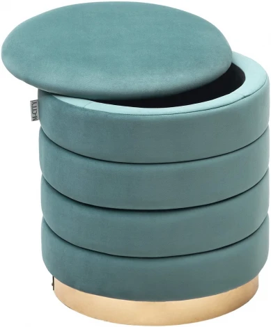 Пуф для гостиной ФРЕД бирюзовый BM-88, велюр / золотой каркас М-City