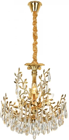 Подвесная люстра Citilux Ritz CL310062 (220V, хрусталь, подвески, на цепи, листья, ветки)