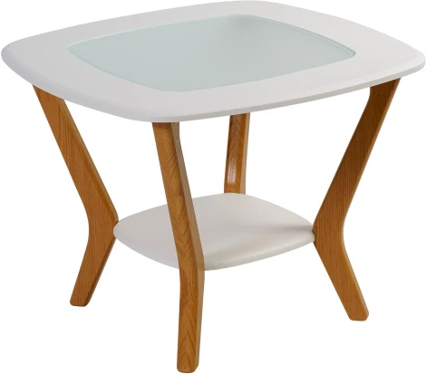 Стол журнальный Мельбурн со стеклом белый/дуб светлый от фабрики Mebelik