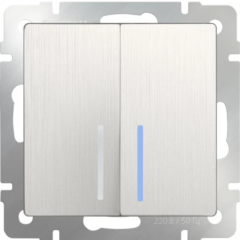 Выключатель двухклавишный с подсветкой (перламутровый рифленый) Werkel W1120113 (a051186)