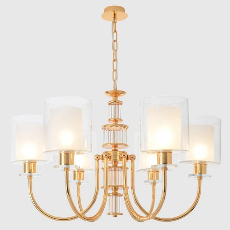 Подвесная люстра Crystal Lux ELENA SP6 GOLD (220V, на цепи, круглые)