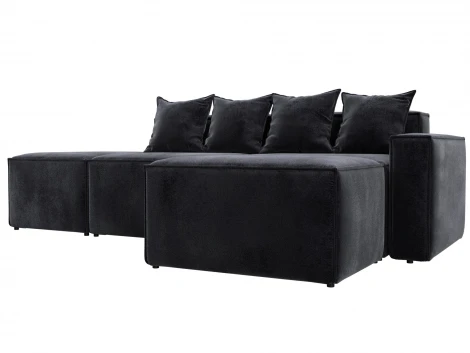 Диван угловой модульный Лига-063 угол правый (ДСП/Пластик/Велюр/Темно-серый) Лига Диванов 129796