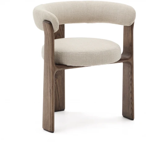 Granite Стул на 3 ножках из бежевого шенилла и массива ясеня в отделке орех La Forma (ex Julia Grup) арт.207763