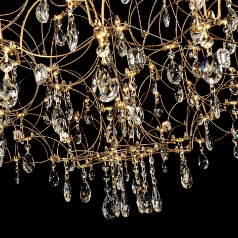 Подвесная люстра светодиодная хрустальная с пультом с регулировкой цветовой температуры Modelux MODELUX ML.7815.1050P GD