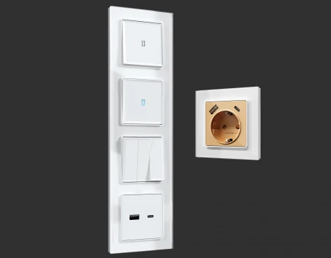 Рамка Ambrella Volt ALFA Platos (Белый Стекло закаленное натуральное) 1-ая AF380101