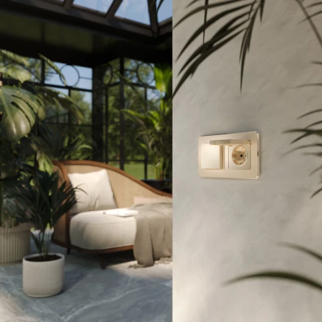 Розетка с заземлением с защит. крышкой и шторками (шампань) Werkel W1171211 (a069581)