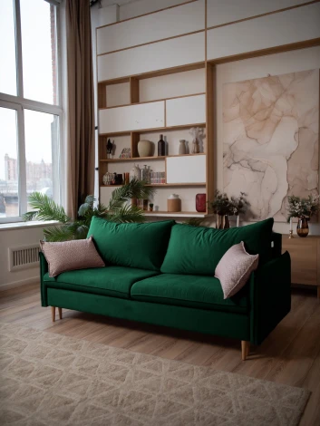 СКАНДИ Диван тканевый прямой изумрудный D1 furniture арт.AAA41309011