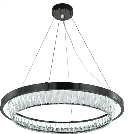 Подвесной светильник (12045/1P Black) Indigo Riva V000103L (LED, 220V, хрусталь, на тросе, кольцо)