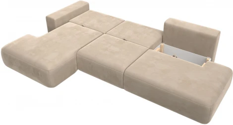 Диван угловой Лига-036 НПБ Модерн Лонг левый угол (Бежевый/Велюр) Лига Диванов арт.121424L