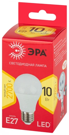 Лампочка светодиодная E27 10W ЭРА LED A60-10W-827-E27 R