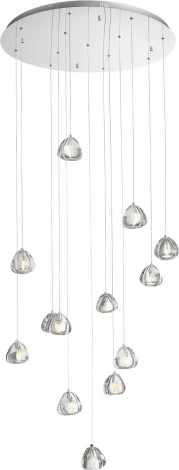 Подвесной светильник ST Luce Waterfall SL6017.101.13 Хром/Прозрачный с пузырьками воздуха LED 13*3W (220V, на проводе)