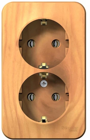 Розетка накладная двойная с заземлением (ясень) Systeme Electric Blanca BLNRA010215