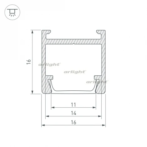 Профиль PDS-H16-2000 ANOD (Алюминий) 023858 Arlight