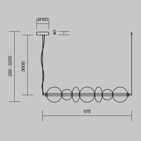 Подвесной светильник Maytoni Futuro MOD307PL-L40BS3K (LED, 220V, на тросе, шарики)