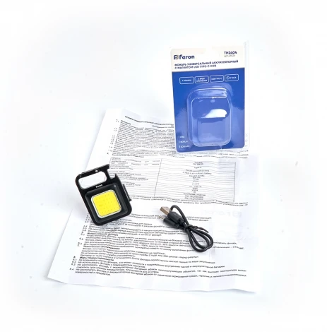 Фонарь универсальный Feron TH2404 48524 аккумуляторный с магнитом USB type-C COB