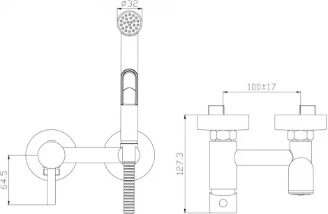 Гигиенический душ Rossinka X X25-52 со смесителем