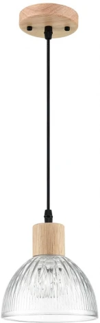 Подвесной светильник Lumion Natana 8055/1А дерево/прозрачный металл/стекло E27 1*60W 220V