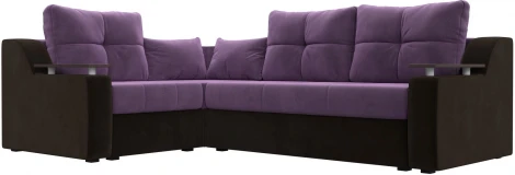 Диван угловой Кронос левый угол (Сиреневый,Коричневый/Микровельвет) Лига Диванов арт.114627L