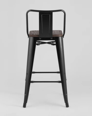 Стул полубарный Stool Group TOLIX WOOD со спинкой черный глянцевый УТ000000843