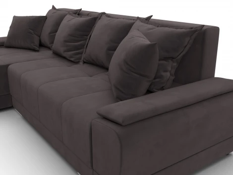 Диван угловой Лига-119 угол левый (ДСП,Брус,Фанера,ЛДС,Велюр/Коричневый) Лига Диванов 137093L
