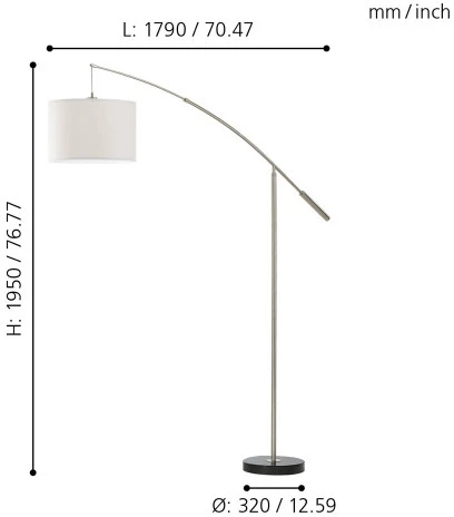 Торшер изогнутый для чтения Eglo Nadina 92206 (выключатель)