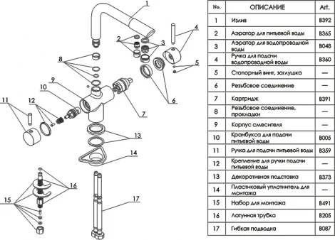 Смеситель Wasserkraft A8017 для кухонной мойки