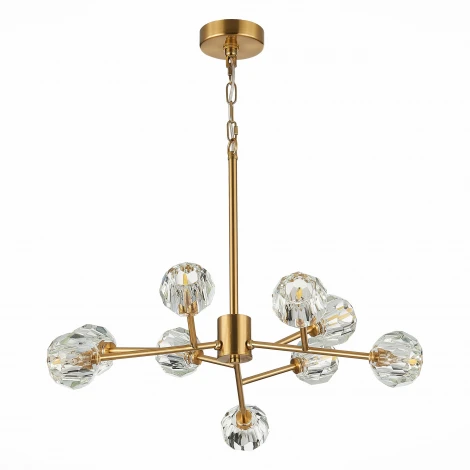 Подвесная люстра на штанге ST Luce Romano SL1166.303.09 (220V, хрусталь, на цепи, шарики, молекулы)