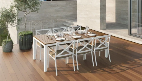 Обеденная группа Gardenini Bella (Алюминий,Ткань/Белый,Бежевый) DBLL.020220.C3