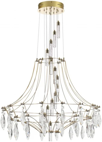 Подвесная большая люстра Odeon Light Flamenco 7000/51L золото/металл/хрусталь IP20 LED 51W (220V, на проводе)