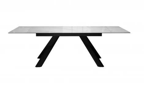 Стол DikLine DKX140 керамика Carrara Gloss (мрамор глянец белый), подстолье черное, опоры черные (2уп.) 00-00085037