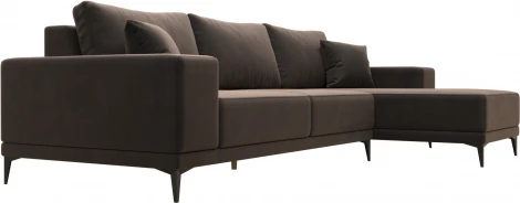 Диван угловой Льюес правый (Коричневый/Велюр) Лига Диванов арт.122399