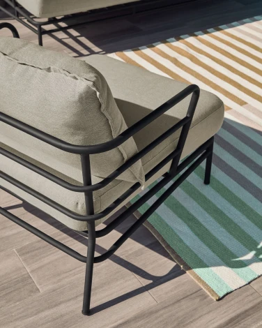 Кресло из ротанга La Forma (ex Julia Grup) Mareluz (Черный,Бежевый,Серый/ Пенополиуретан,Металл,Пена,Сталь)