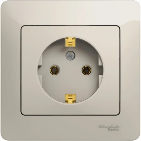 Розетка встраиваемая с заземлением (молочный) Systeme Electric Glossa GSL000942