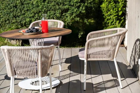 "Диего" обеденная группа на 4 персоны, круглый стол "дуб", цвет бежевый 4SIS арт.УТ-00003586