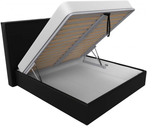 Кровать интерьерная Аура 180 (Черный/Экокожа) Лига Диванов арт.120549