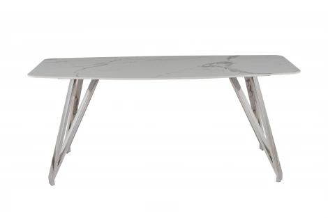 Стол обеденный IST-CASA Соар-2 F-1690,160х90х76 см, бело-серая керамика/хром серебро