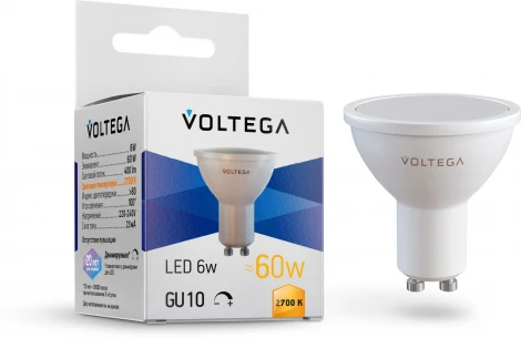 Светодиодная лампа Simple MR16 6W 2700K 110 GU10 DIM Voltega Sofit dim GU10 7238