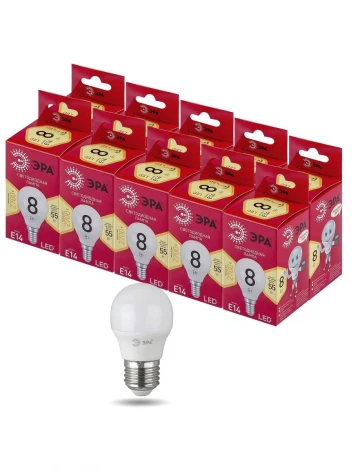 Лампочка светодиодная E14 8W ЭРА LED P45-8W-827-E14 R