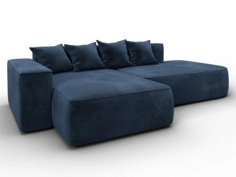 Диван угловой Лига-065 угол левый (ДСП/Пластик/Велюр/Синий) Лига Диванов 129808L