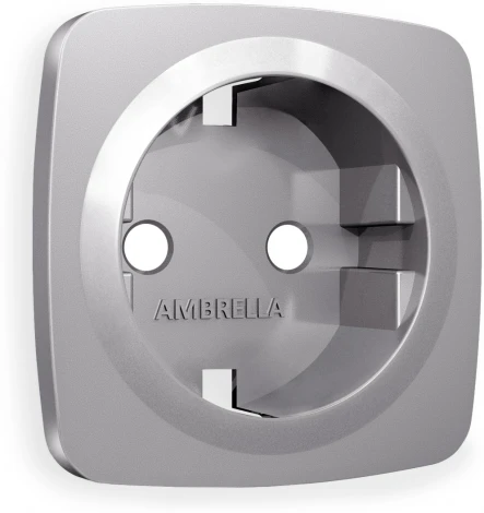 Лицевая панель Ambrella Volt OMEGA (Сталь матовый) для электрической розетки с заземлением QUANT OP5060