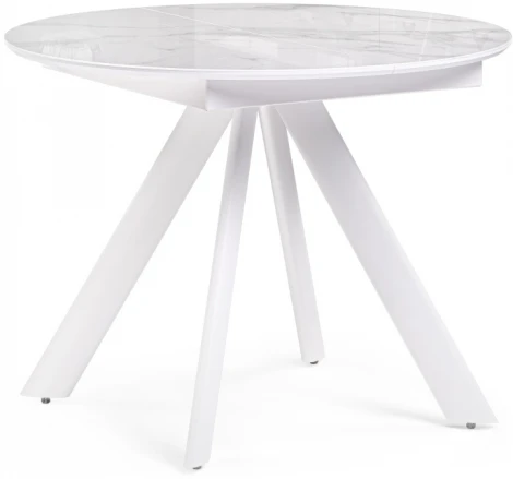 Стеклянный стол Woodville Галвестон 100х76 белый мрамор / белый 532393