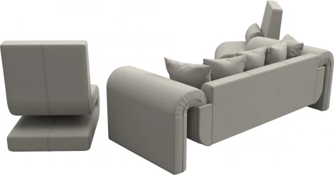 Набор Волна-1 (диван, 2 кресла) (Бежевый/Рогожка) Лига Диванов арт.125779