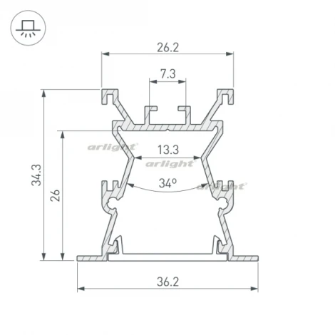 Профиль с экраном ALU-WIDE-FL-H35-2000 ANOD+FROST (Алюминий) 027887 Arlight
