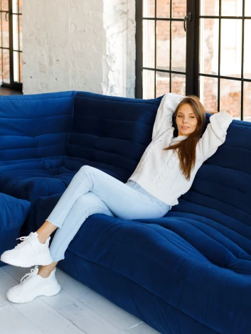 Диван Dreambag Маршмеллоу Синий Угловая секция 7512800