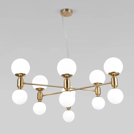 Подвесной светильник Wi-Fi Eurosvet Bubble 30182 латунь (220V, управление смартфоном, голосовое управление, умный дом - Minimir Home, Алиса, Маруся, Салют, на тросе, шарики)