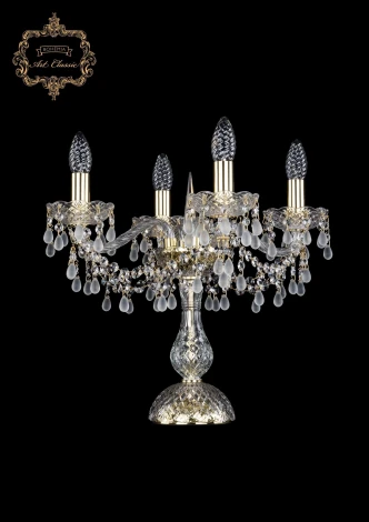 Интерьерная настольная лампа Art Classic 12.24 12.24.4.141-37.Gd.V0300 (220V, хрусталь, подвески, подсвечник, свеча)