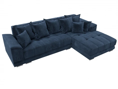Диван угловой НордСтар правый угол (ДСП,Брус/Пластик/Велюр/Синий) Лига Диванов 127941