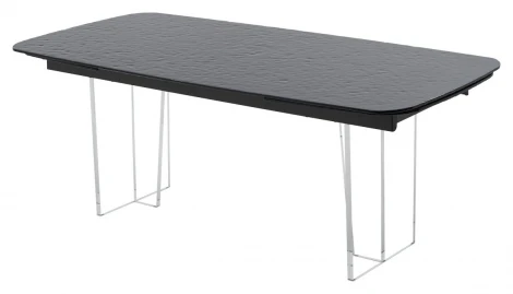 Стол ЛАУРИТЦ (LAURITS) 200 цвет ЧЕРНЫЙ (GREY), стекло BUBBLE / Прозрачный каркас ®DISAUR M-City 64663